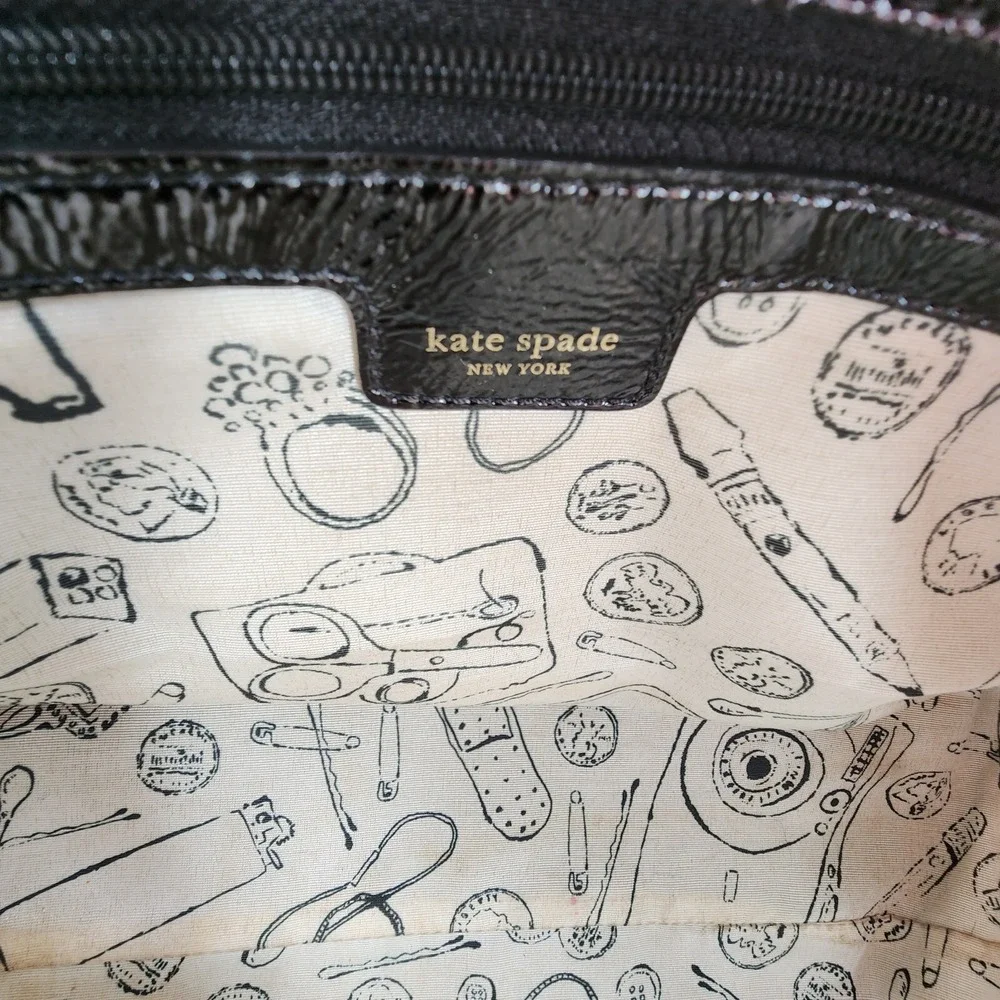 Kate Spade‎ New York STEVIE Classic Black Nylon/Patent Trim Hobo Bag Purse READ